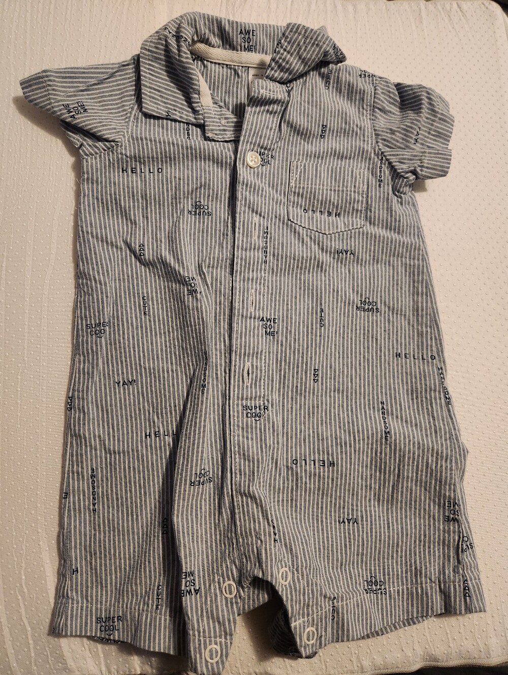 Carter's Blue Striped Short-Sleeve Romper